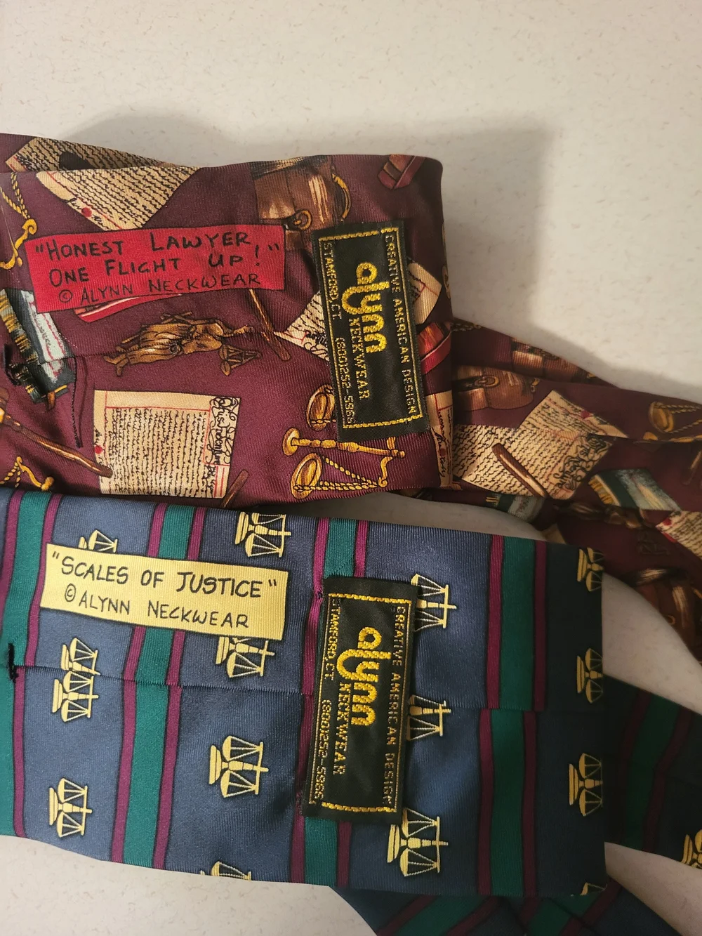Lot of 2 ALYNN NECKWEAR 100% Silk Tie - Lawyer Designer Made USA
